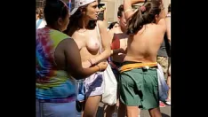 Play College teen with perfect tits with friends