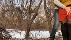 Play Kinky MILF in Boots Satisfies Her Fetish with Public Outdoor Pissing